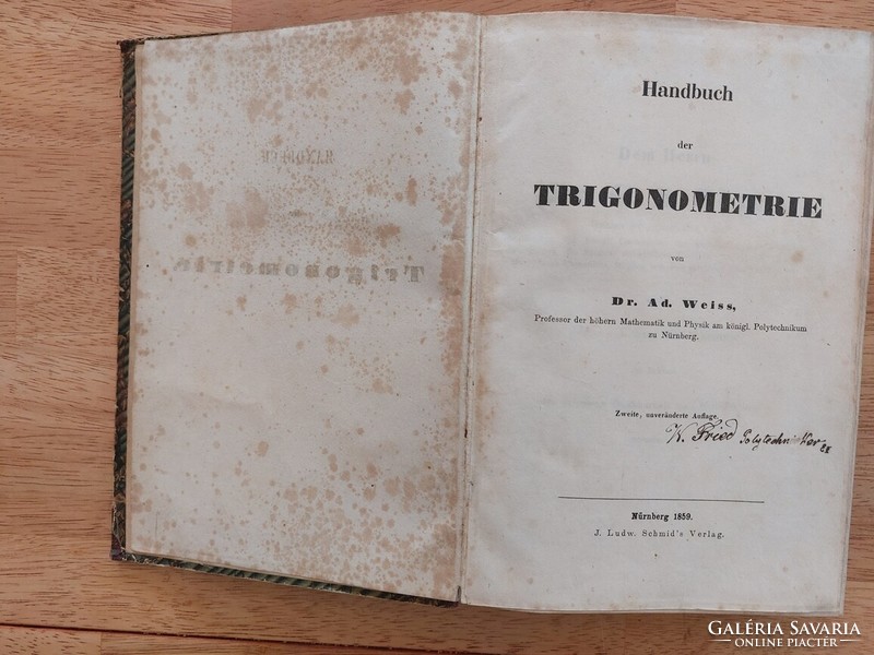 (K) handbuch der trigonometrie. Von dr. Ad. Weiss textbook (German) 1859