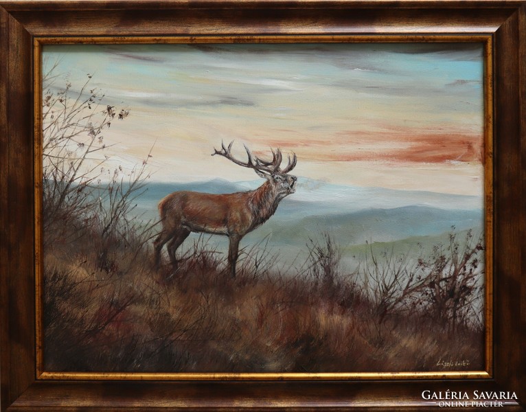 Reindeer oil painting