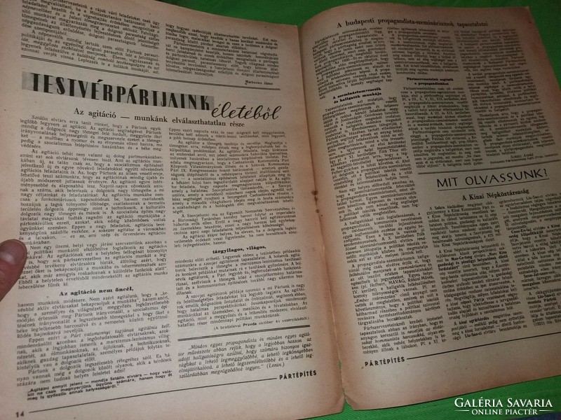 December 10, 1950 The basic publication of the former agitation and ideology producer mszmp