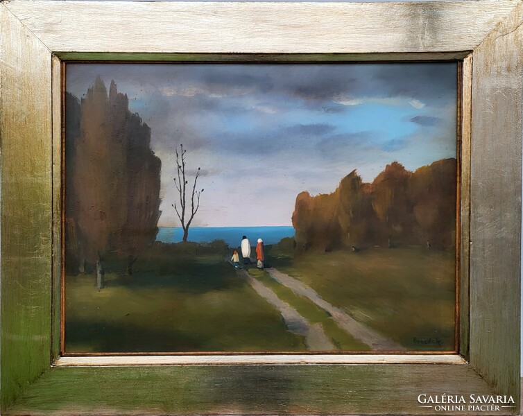 Jenő Benedek Id. (1906 - 1987) Balaton landscape gallery oil painting 103x83cm with original guarantee