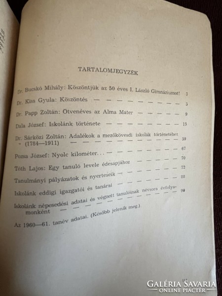 A Mezőkövesdi Állami I. László Általános Gimnázium Jubileumi névkönyve 1960-61 Dedikált!