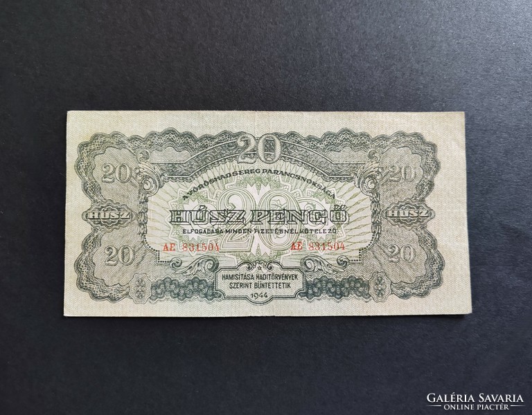 Vágáshibás! VH. 20 Pengő 1944, VF+