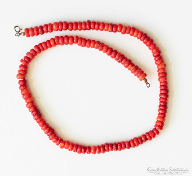 Red coral necklace - neck blue, jewelry (50 cm)