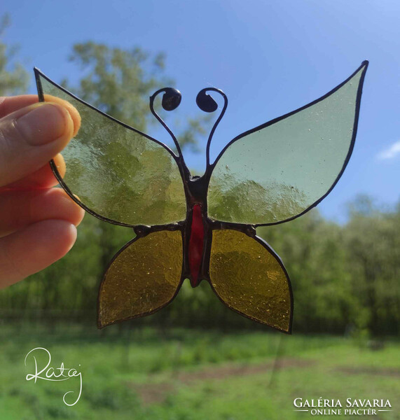 Ólomüveg dekoráció tiffany ablakdísz pillangó