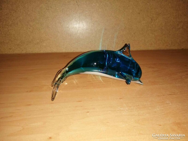 Kék, tömör üveg delfin (18/d)