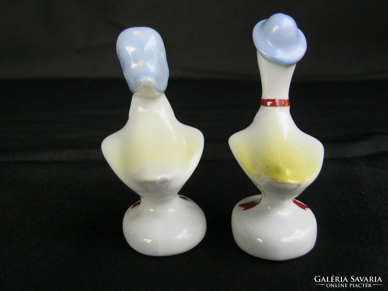 Duck boy + duck girl mini porcelain figurines