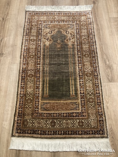 Kayseri - Turkish hand-knotted silk Persian prayer rug, 60 x 117 cm