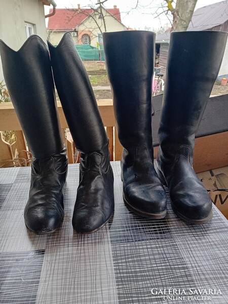 2 Pairs of old high-heeled leather dancing boots