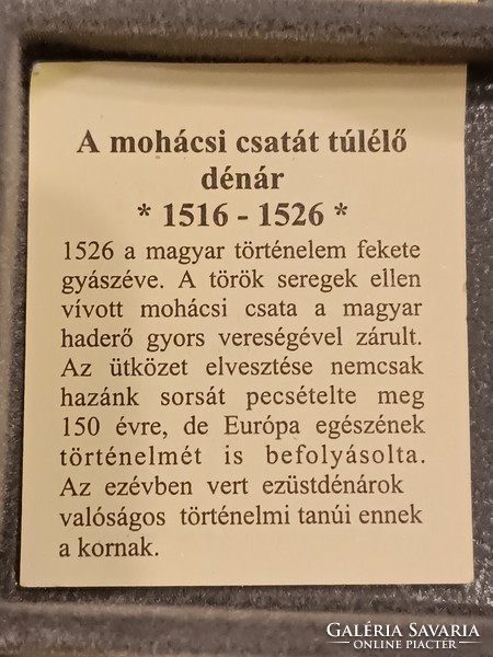 The coins of the Hungarian nation are the denars that survived the Battle of Mohács 1516-1526. 999 Silver
