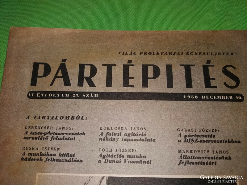 1950. december 10. PÁRTÉPÍTÉS MSZMP volt agitációs és ideológiagyártó alapkiadványa képek szerint