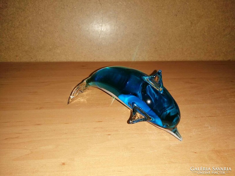 Blue solid glass dolphin (18/d)