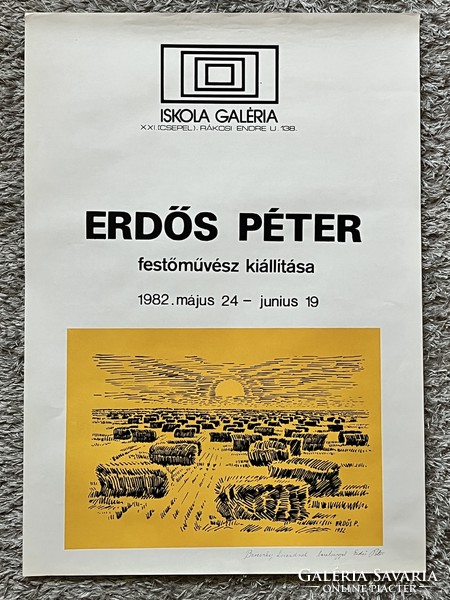 Artist Péter Erdős exhibition poster 1982 autographed