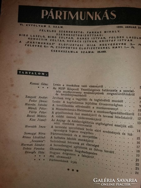 January 25, 1950. The basic publication of the former agitation and ideology producer of the party worker mszmp according to pictures