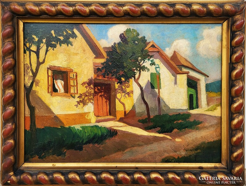 Ferenc Pogány (1886 - 1930) sunny street c. Your painting with an original guarantee!