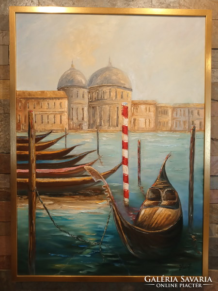Velece with gondolas oil painting