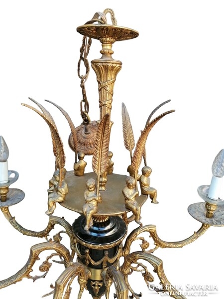 Antique copper chandelier with 8 arms, neo empire style