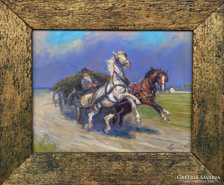 Camillo of Cluj (1936 - 2008) galloping chariot c. Your painting with an original guarantee!
