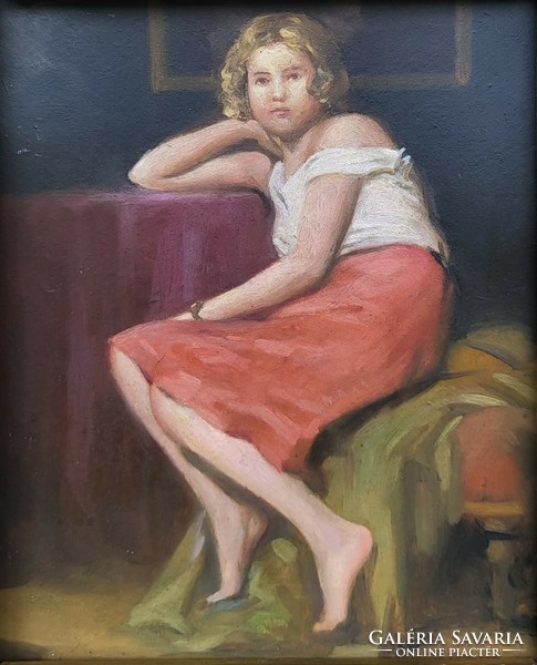 Kümmerle Pál (1873 - 1944) Fiatal Leány c. festménye Eredeti Garanciával!