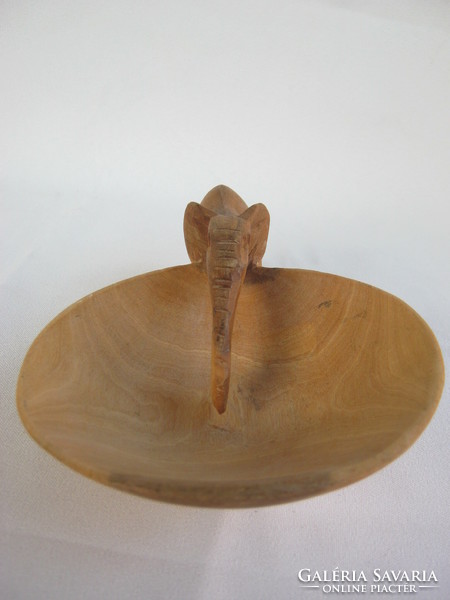 Elephant carved wooden bowl