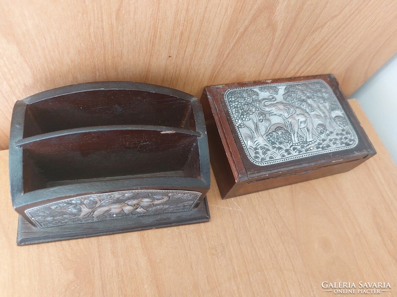 (K) small elephant box and holder oriental. 2 in one.