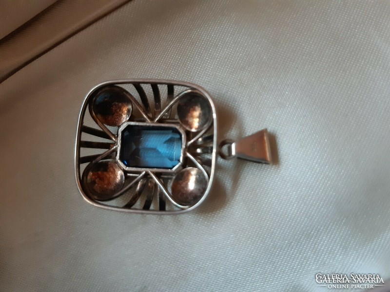 Antique silver pendant with topaz
