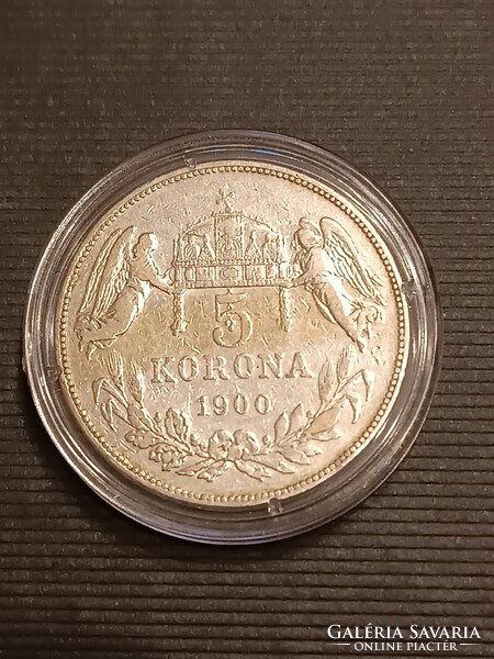 Silver 5 crowns 1900 - with certificate