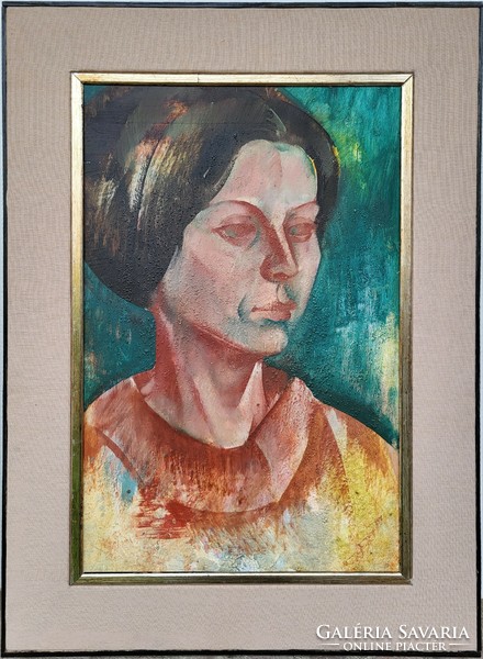 Ilona Aczél (1929 - 2000) self-portrait from the 60s. Oil painting with original guarantee!
