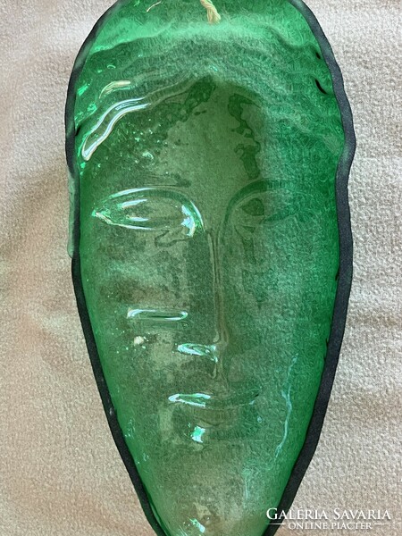 Green glass mask wall decoration (u0035)