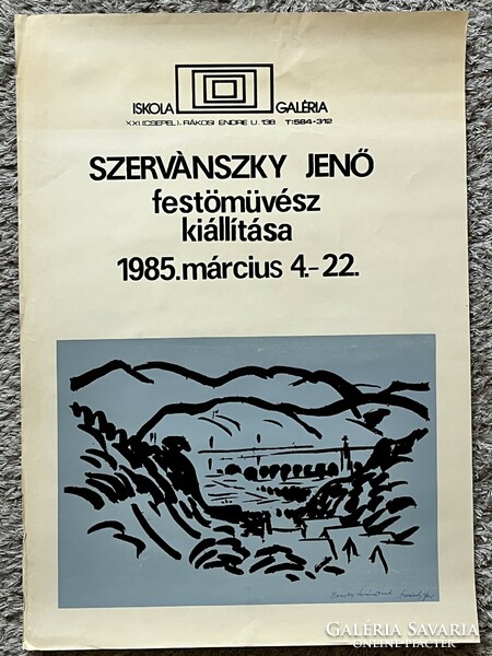 Jenő Szervánszky painter exhibition poster 1985 autographed