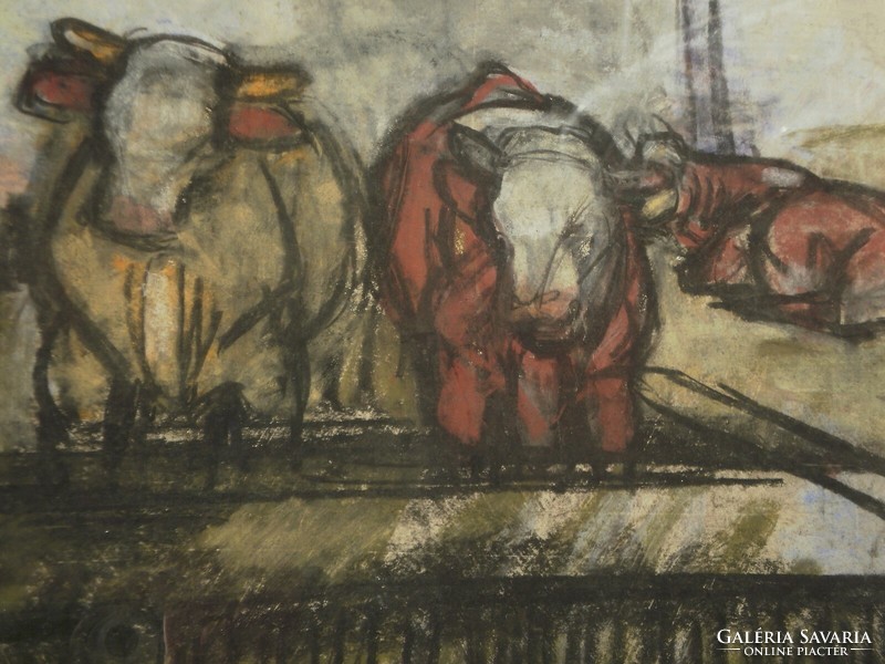 Pál Szilvássy (1920–1996): cows at a trough