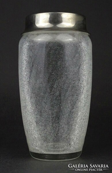 1N719 old metal rim iridescent veil glass ice tray 15.5 Cm