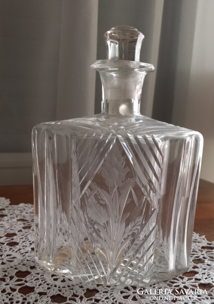 Gyönyörű art deco csiszolt whiskys üveg üvegdugóval