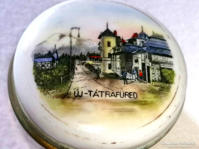 Új-Tatrafüred porcelain memorial box with copper fittings cc. 1915-1920