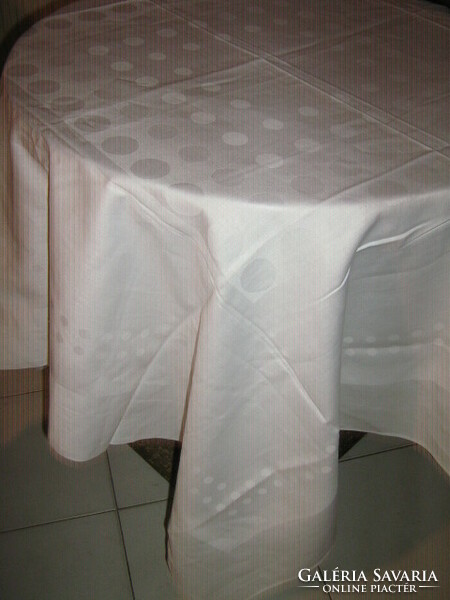 Beautiful vintage speckled white damask tablecloth, tablecloth