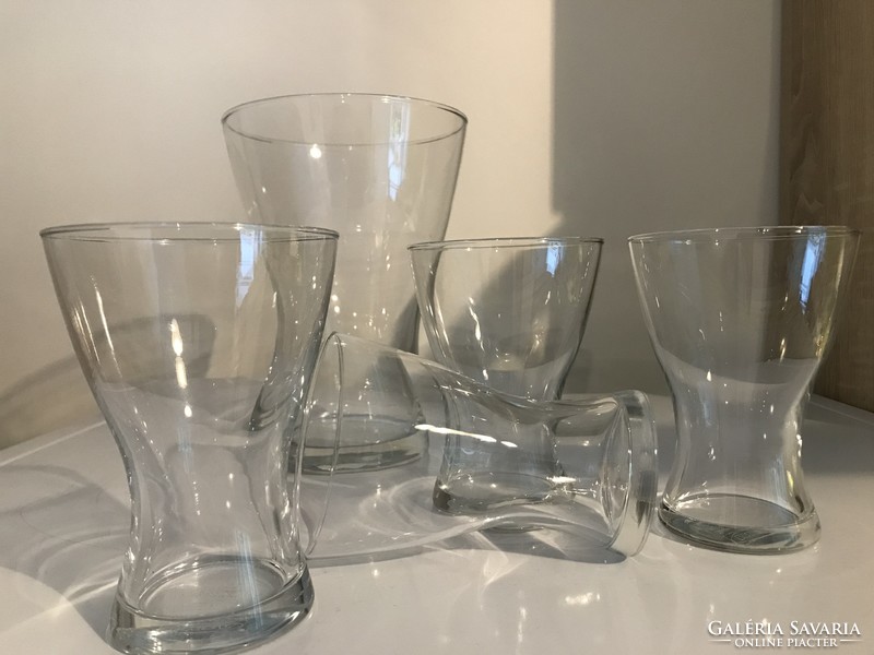Vintage retró francia gyártású IKEA üveg váza és poharak együtt