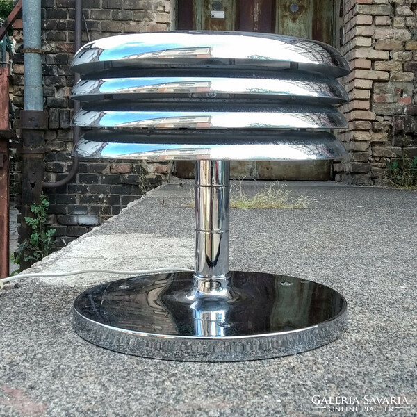 Retró krómozott iparművészeti asztali lámpa  -  Borsfay