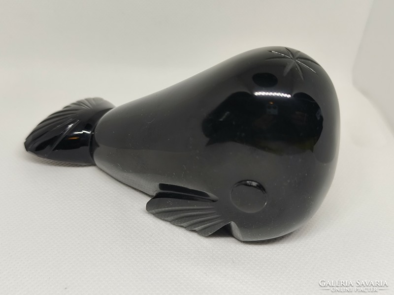 Extra special solid glass figurative paperweight whale.