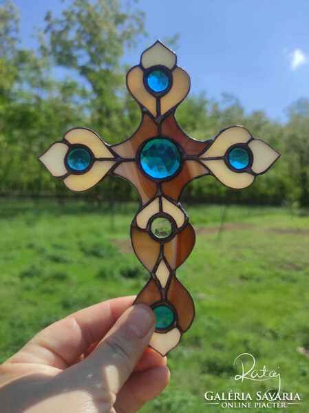 Stained glass decoration, window decoration, wall decoration cross