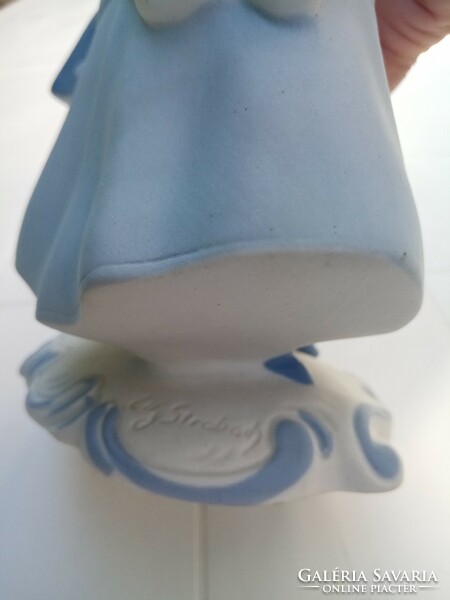 Czech royal dux bohemia elly strobach biscuit porcelain double figure / statue blue - white