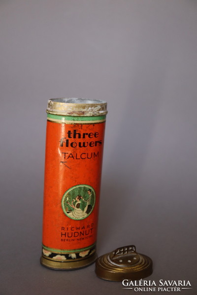 Art deco talcum powder box 1930 / richard hudnut - three flowers talcum