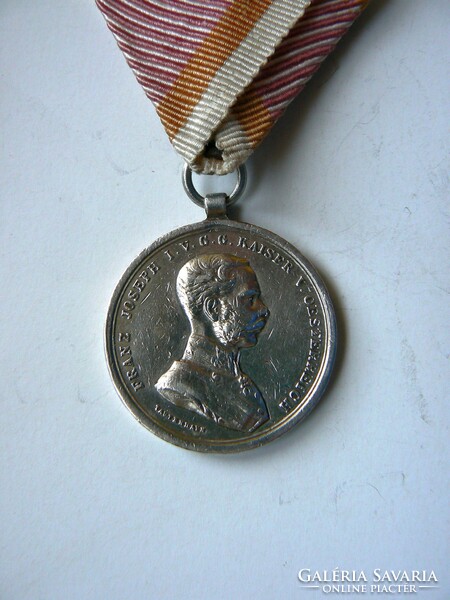 Ferenc József silver ii. Dept. Valor medal (small silver, marked), original award