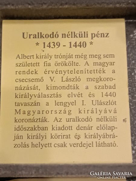 A magyar nemzet pénzérméi Uralkodó nélküli pénz 1439-1440 .999 ezüst
