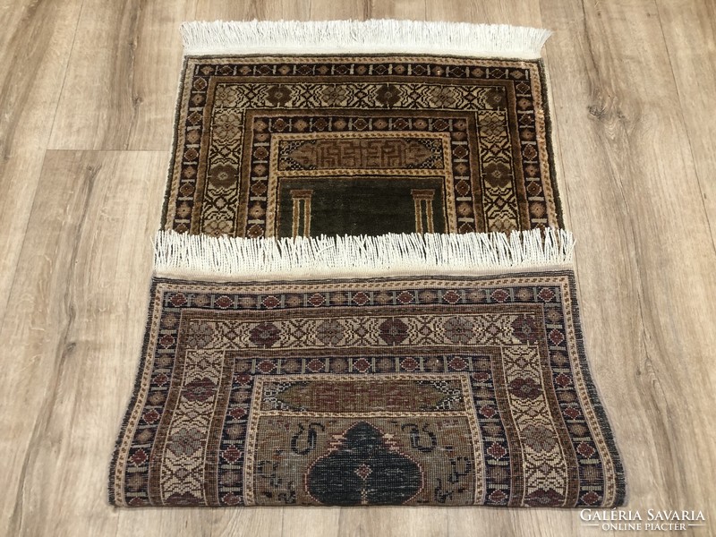KAYSERI - Török kézi csomózású selyem PERZSA ima szőnyeg, 60 x 117 cm