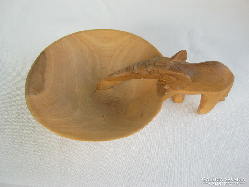 Elephant carved wooden bowl
