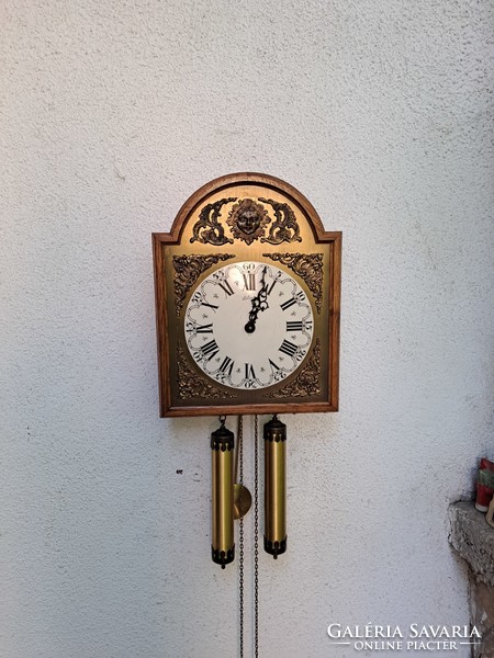 Beautiful two-weight belcanto wall clock in copper