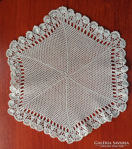Hexagonal crochet lace tablecloth