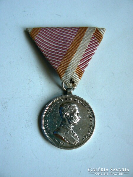 Ferenc József silver ii. Dept. Valor medal (small silver, marked), original award