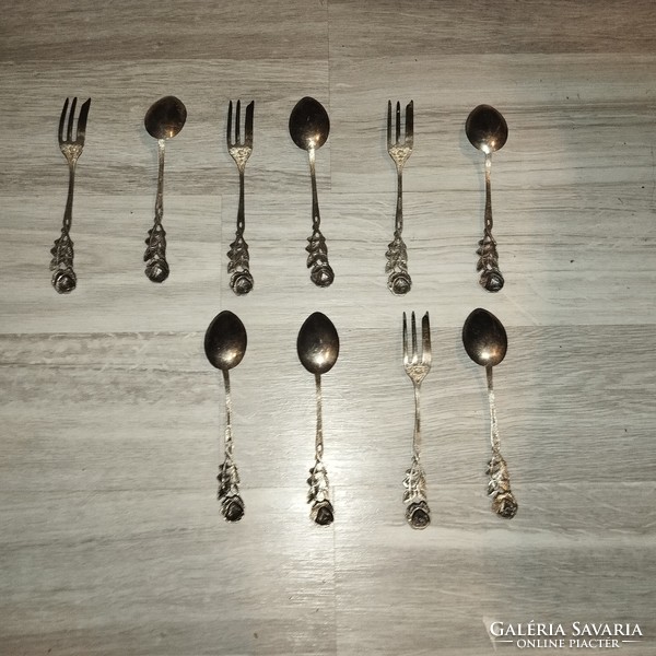 Antiko 100 silver spoons and forks (10pcs) marked