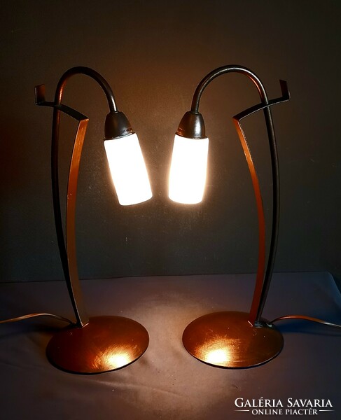 Pair of bronze table lamps vintage negotiable design art deco