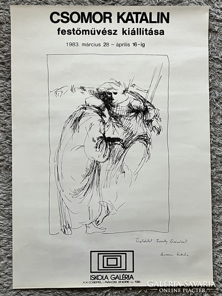 Csomor Katalin artist exhibition poster 1983 autographed